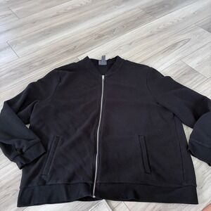 HM Slim Fit Bomber Jacket Mens 3XL Black Full Zip Textured Lightweight Coat